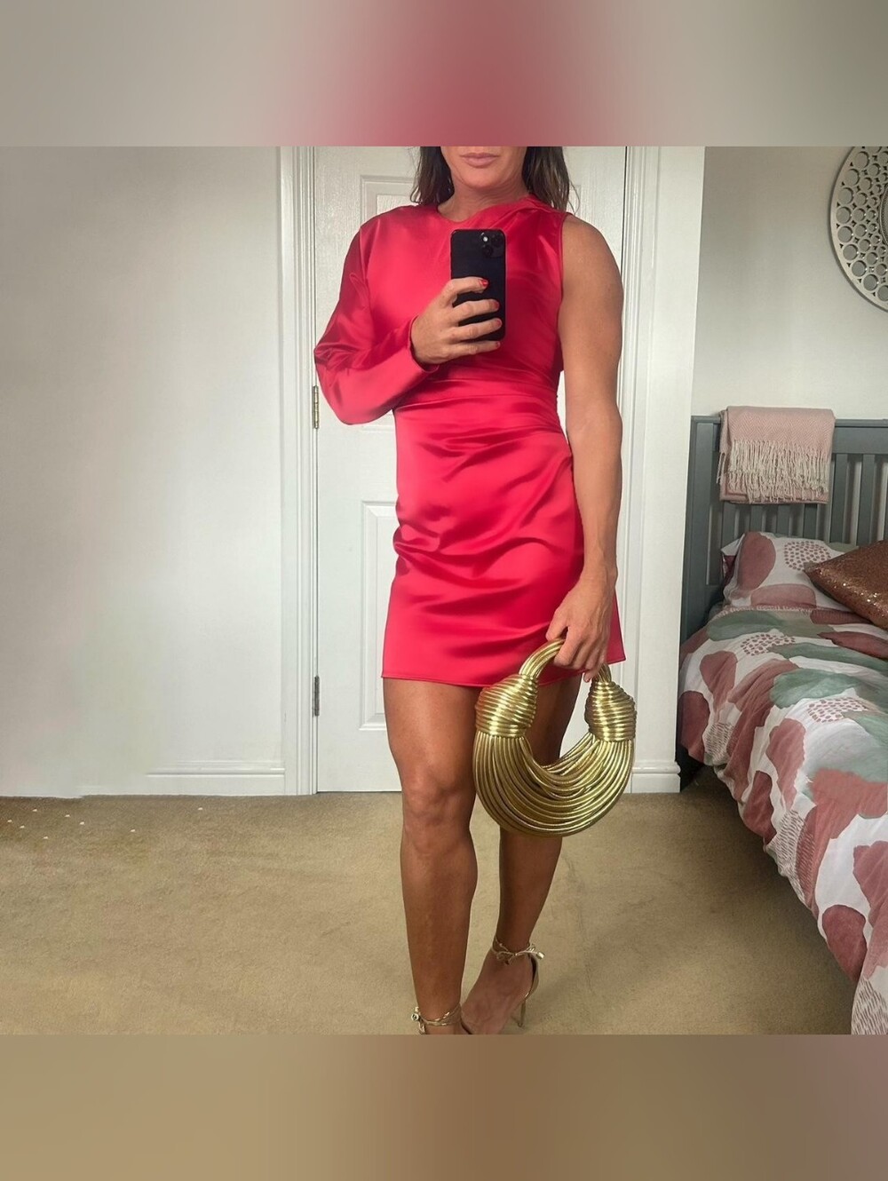 NWT ZARA ASYMMETRIC SATIN EFFECT DRESS RED - Picture 2 of 13